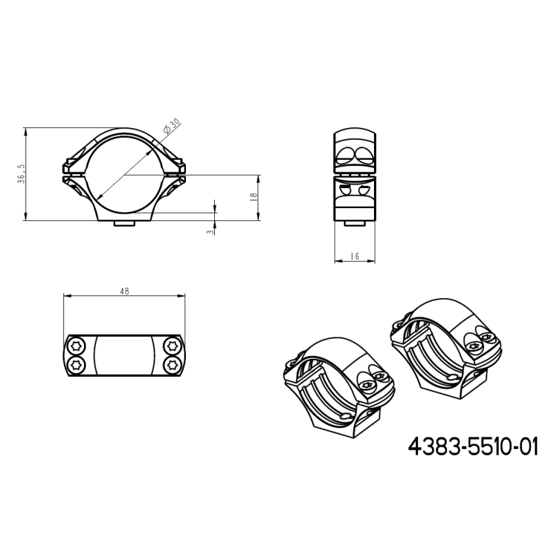 30mm Montageringe für Zielfernrohre | zweiteilige Picatinny-Basis mit QD-Hebeln 