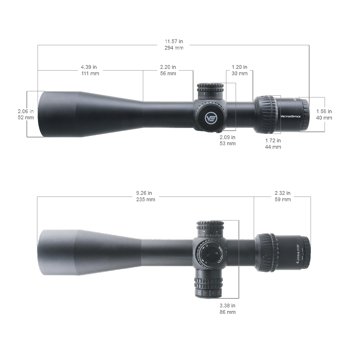 Vector Optics Veyron 6-24x44 IR Erste Brennebene Beleuchtetes Zielfernrohr 